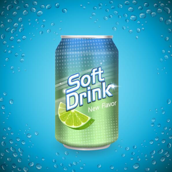 595x595 Soft Drink Cans With Water Drop Background Vector Free Download