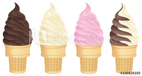 500x269 Vector Illustration Of Soft Serve Ice Cream Cones In A Variety Of