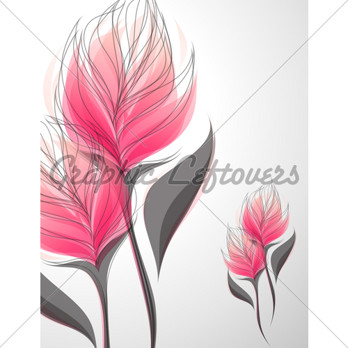 500x500 Vriesea. Shiny Soft Pink Flowers. Vector Illustration. Gl Stock