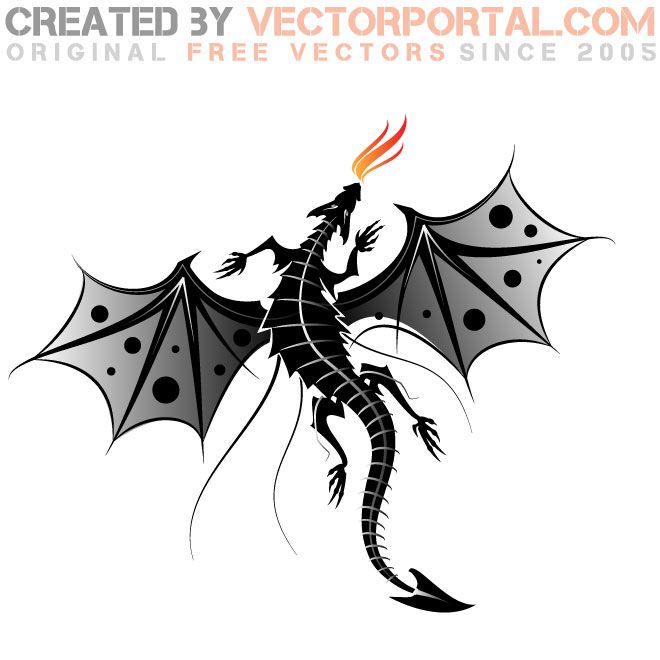 660x660 Dragon With Spread Wings Vector Illustration. Animal Vectors