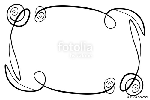 500x334 Flourish Vector Frame. Rectangle With Squiggles, Twirls And