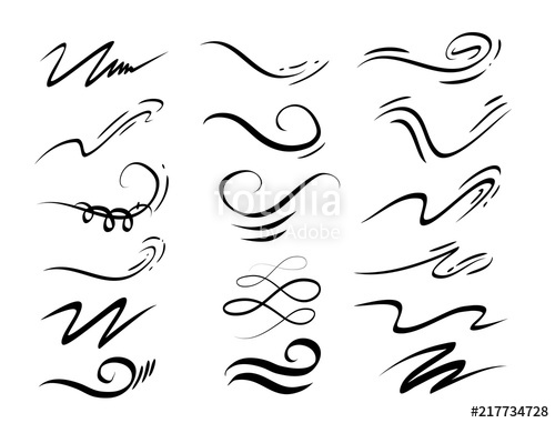 500x381 Set Of Hand Drawn Lettering And Calligraphy Swirls, Squiggles