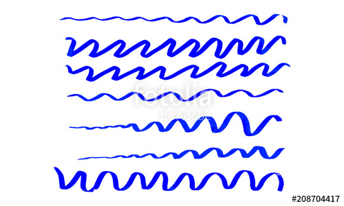 500x300 Squiggles Wavy Paint Brush Lines Vector With Ink Pen Stock Image