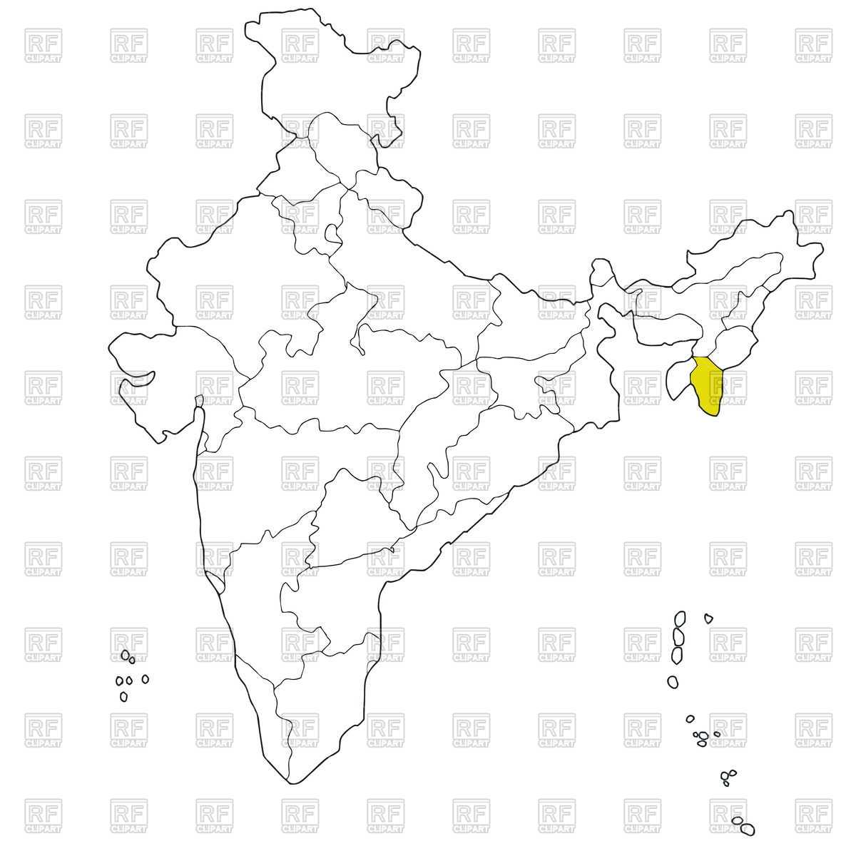 1200x1200 North Eastern State Mizoram On The Map Of India Free Vector Image