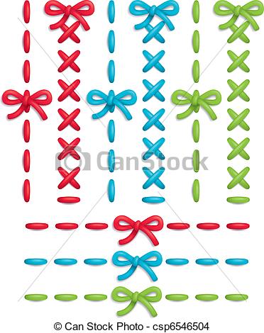 372x470 Stitch Set. Set Of Colorful Vector Stitches And Bows.
