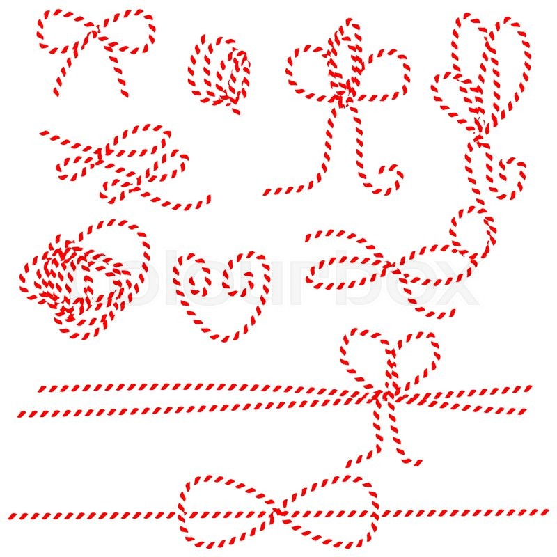 800x800 Twine Rope Bows And Gift Ties. Red And White String Pattern Brush