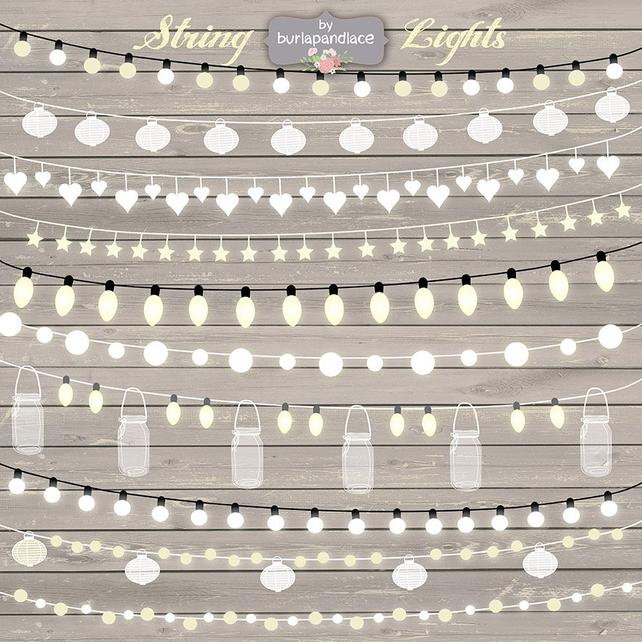 642x642 Vector String Lights Clipart Wedding Invitation Clipart Etsy