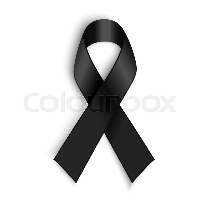 800x800 Vector Black Awareness Ribbon On White Background. Mourning And