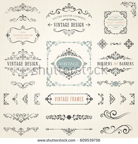 450x470 Ornate Vintage Design Elements With Calligraphy Swirls, Swashes