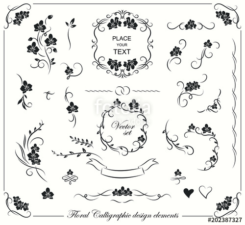 500x459 Set Of Floral Frames, Borders, Labels, Corners. Collection Of