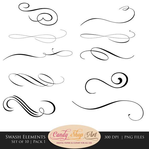 570x570 Swashes, Swirls, Calligraphy Swashes, Clip Art, Digital Clip Art