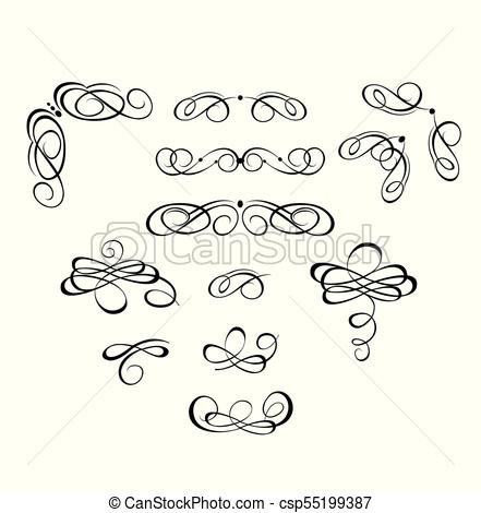 441x470 Vintage Headers And Swashes For Wedding Design.