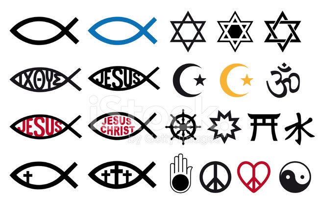 649x440 Religious Symbols, Religion Signs, Vector Set Stock Vector