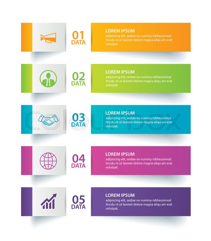 702x800 Infographics Tab In Horizontal Paper Index With 5 Data Template