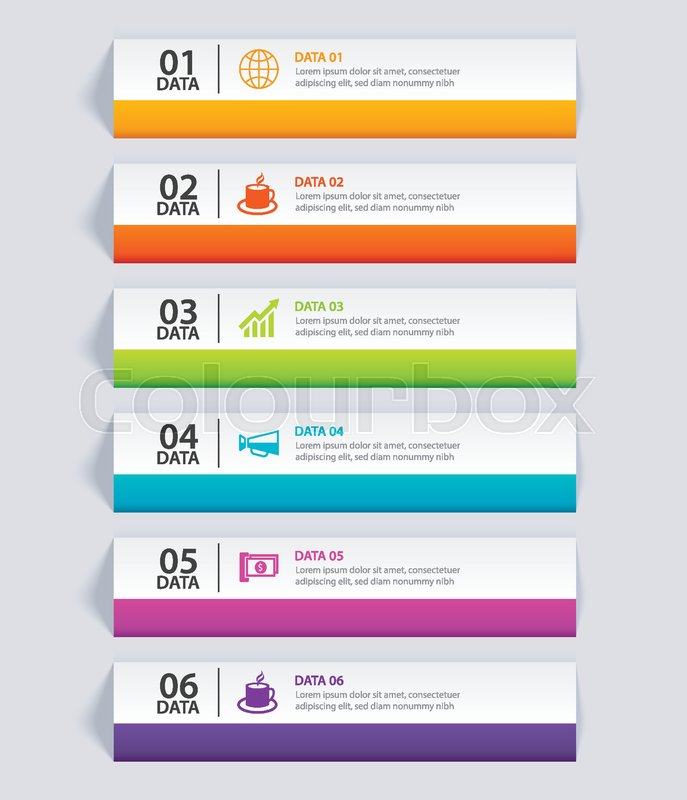 687x800 Infographics Tab In Horizontal Paper Index With 6 Data Template