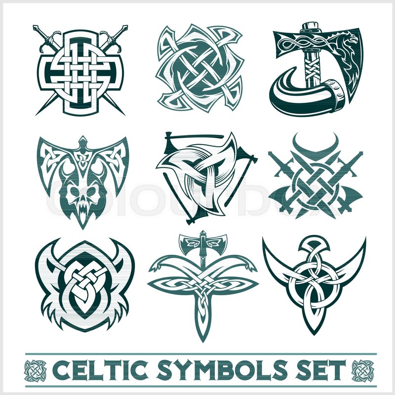 800x800 Set Of Celtic Symbols Icons Vector. Tattoo Design Set On White