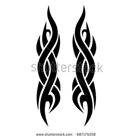 450x470 Tribal Tattoo Art Designs. Sketched Simple Isolated Vector. Tattoo