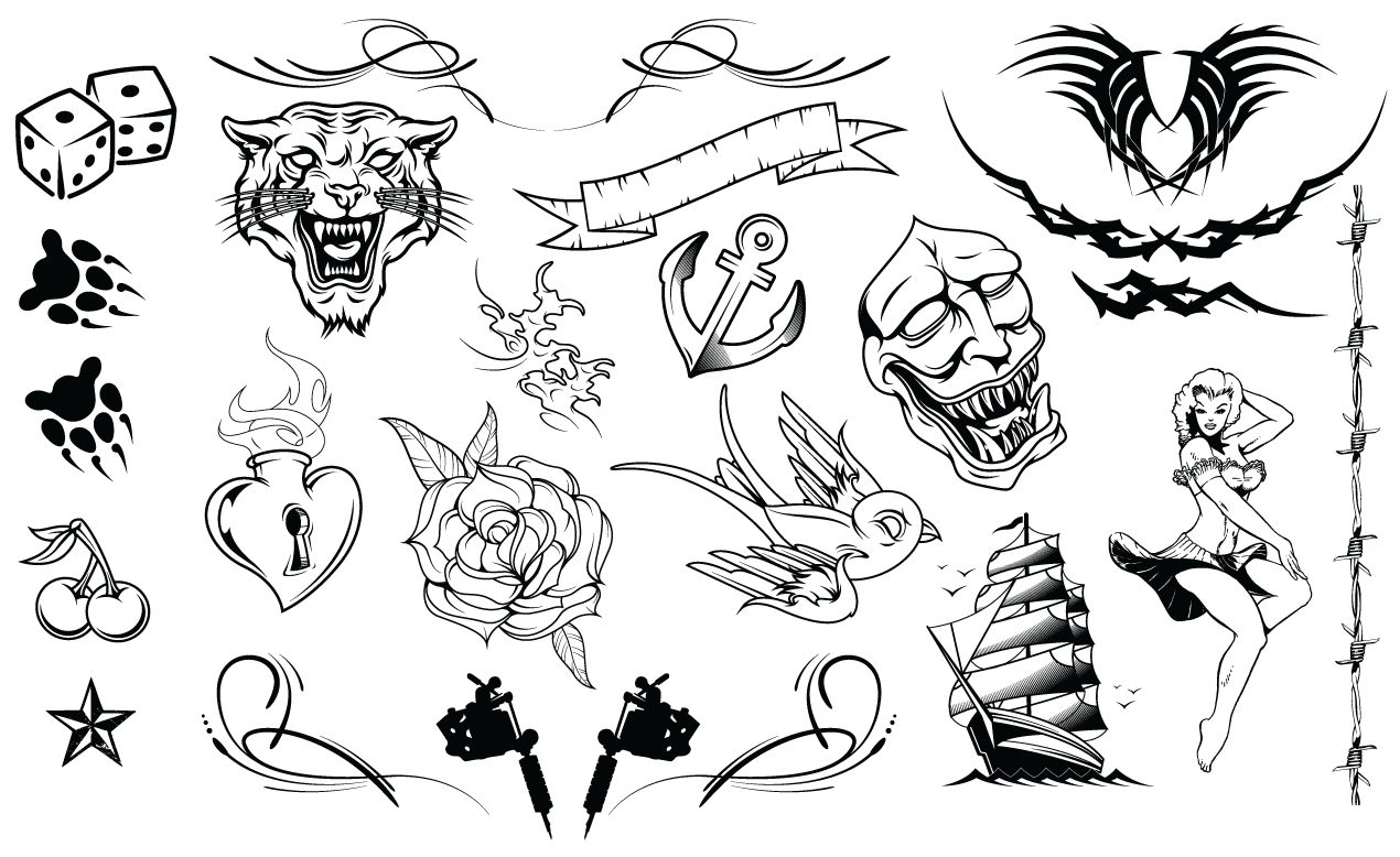 1270x778 Tattoos Vector Pack