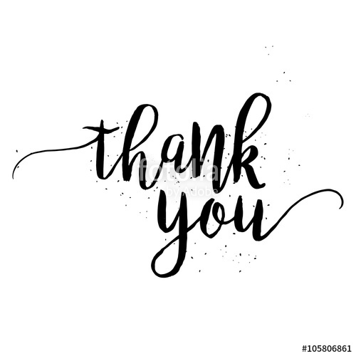 500x500 Thank You Calligraphy Sign. Brush Painted Letters. Gratitude