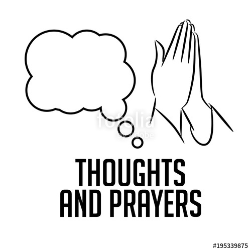 500x500 Thoughts And Prayers Design With Thought Bubble And Praying Hands