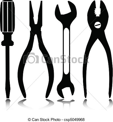 437x470 Home Tools Vector Silhouettes.
