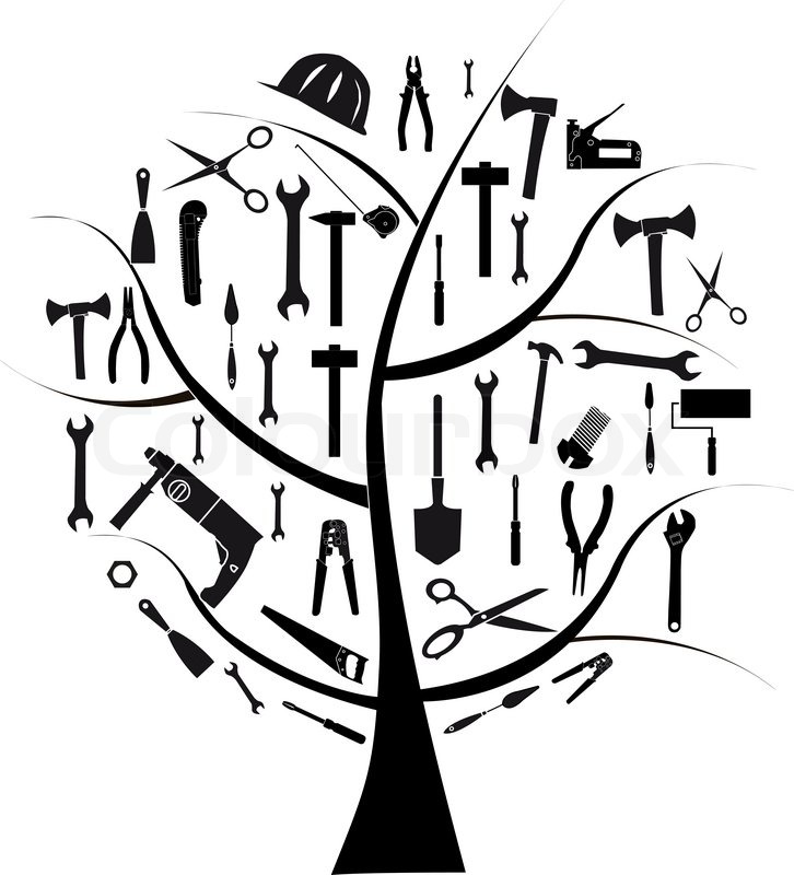 726x800 Vector Tree With Different Tools For Repair Stock Vector Colourbox