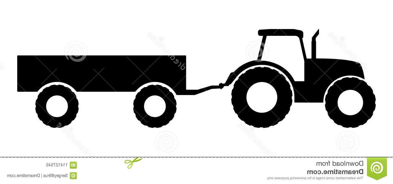1300x610 Top Silhouette Tractor Trailer Vector Illustration White