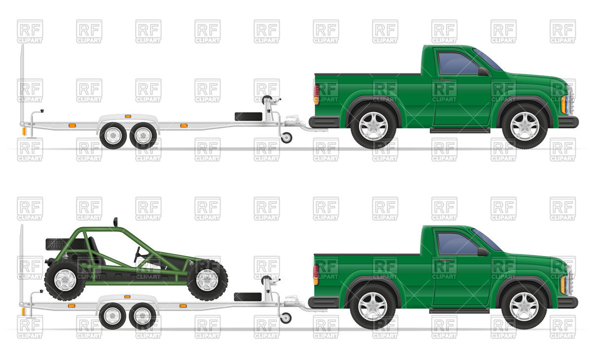 1200x721 Car Pickup With Trailer Vector Image Vector Artwork Of