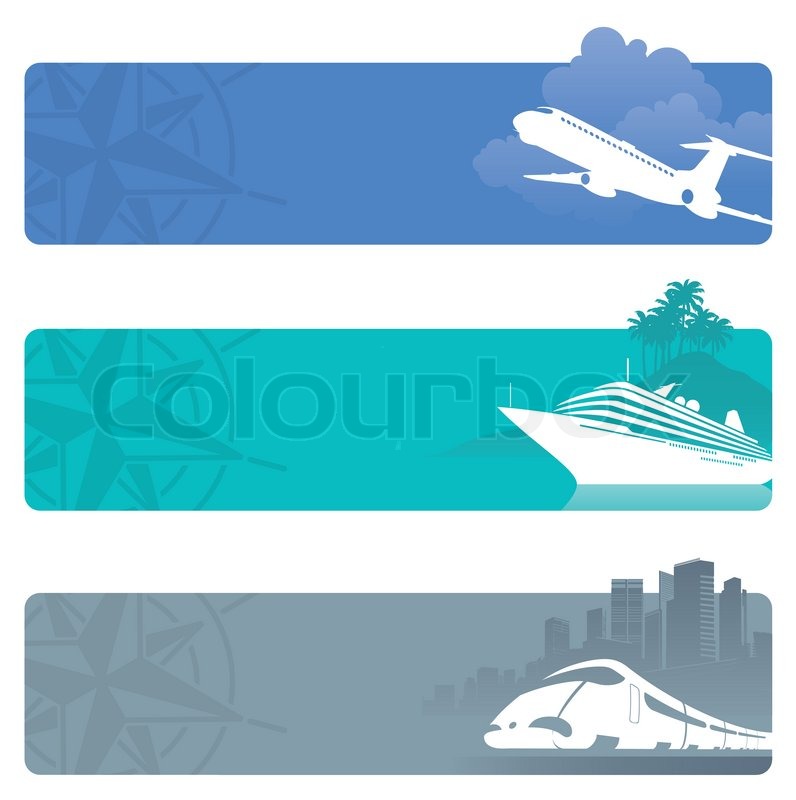 796x800 Travel Vector Banners With Contemporary Transport Stock Vector