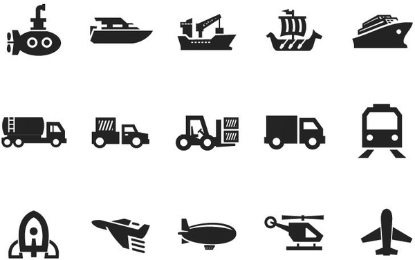 600x376 Vector Transportation Icon Set On Gray Free Vector In Encapsulated
