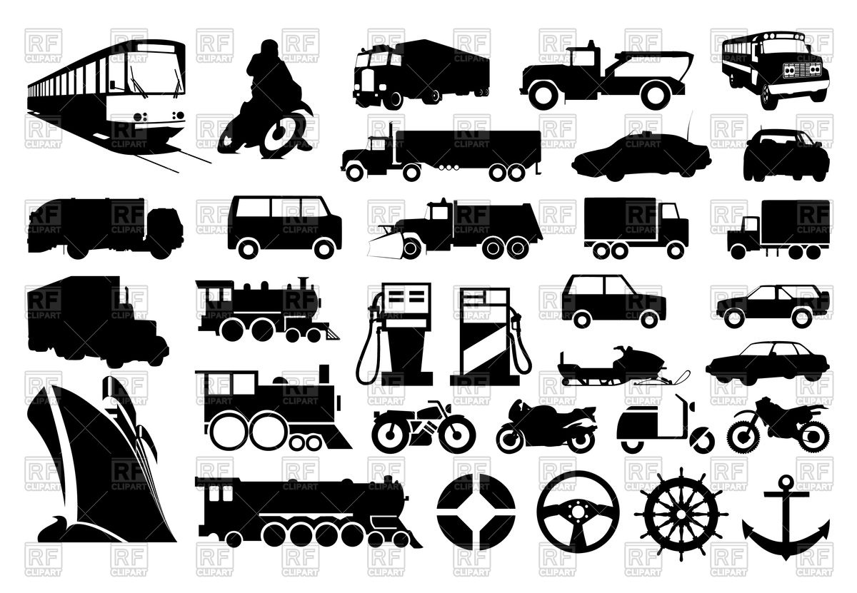 1200x831 Collection Of Silhouettes Of Various Transport Vector Image