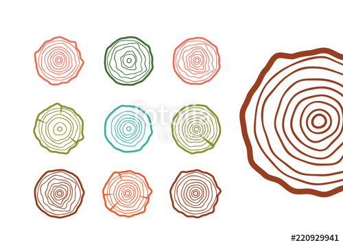 500x357 Vector Tree Rings Background. Wood Ring Line Vector Stock Image