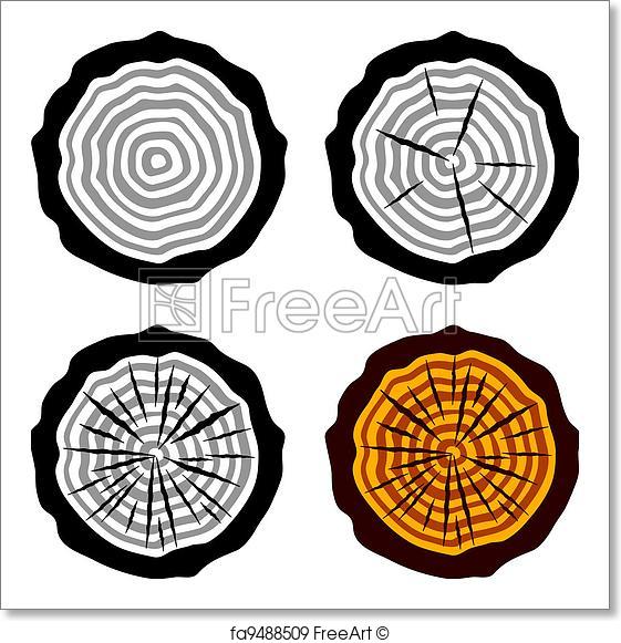 561x581 Free Art Print Of Vector Growth Rings Tree Trunk Symbols Freeart
