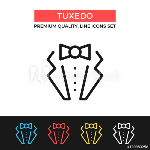 500x500 Vector Tuxedo Icon. Suit With Bow Tie Concept. Thin Line Icon