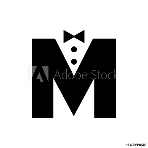 500x500 Letter M Logo Vector. Tuxedo Logo.