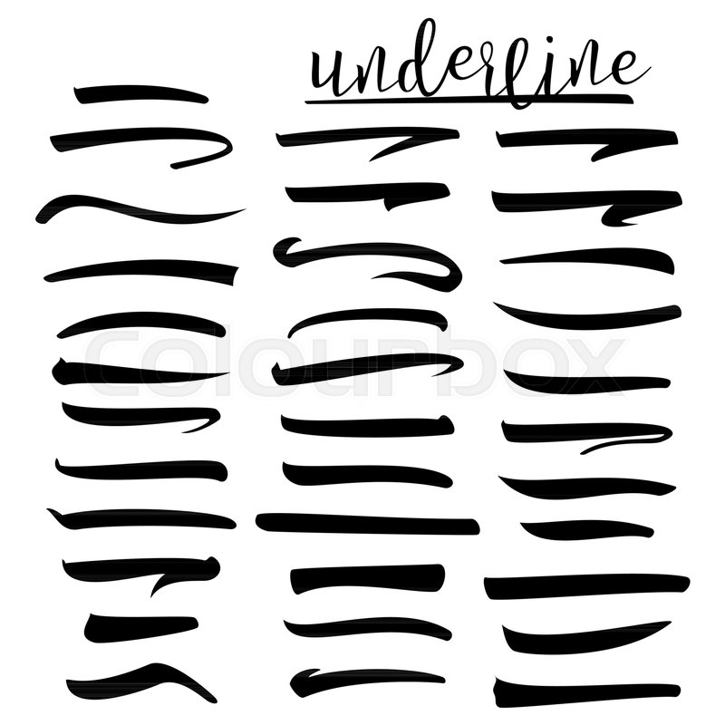 800x800 Set Of Hand Lettering Underlines Lines Isolated On White, Vector