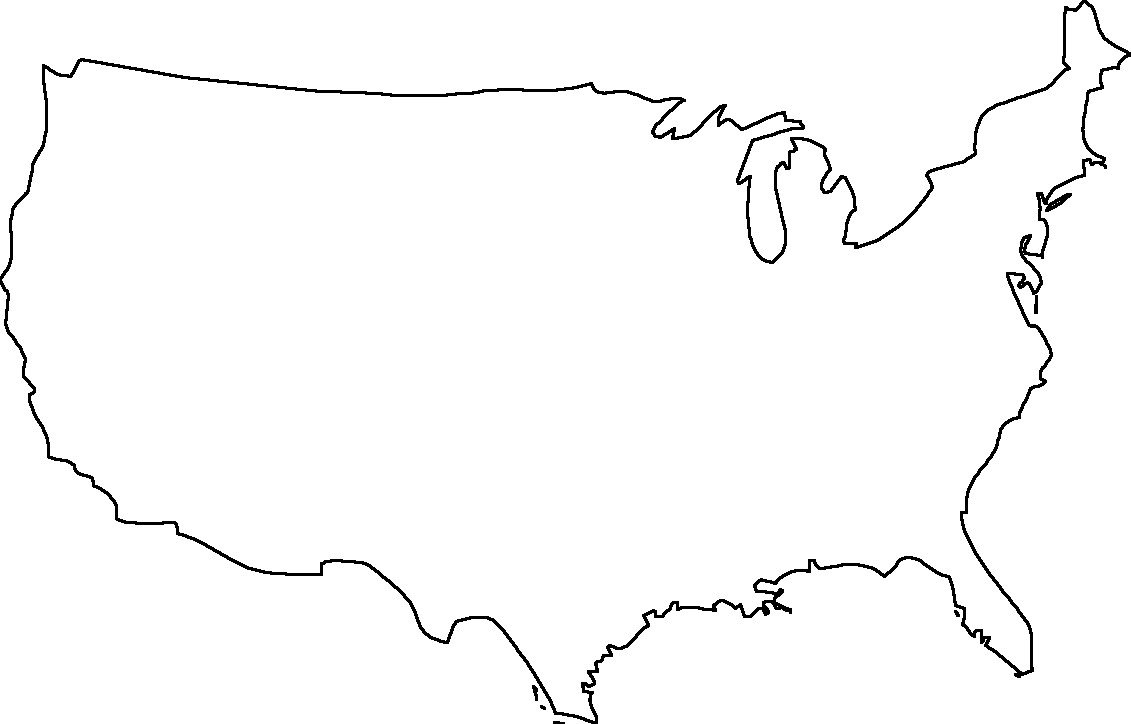 1131x724 United State Map Outline Hq With Clipart Us Border Security States