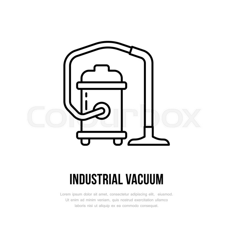 800x800 Industrial Vacuum Cleaner Flat Line Icon, Logo. Vector