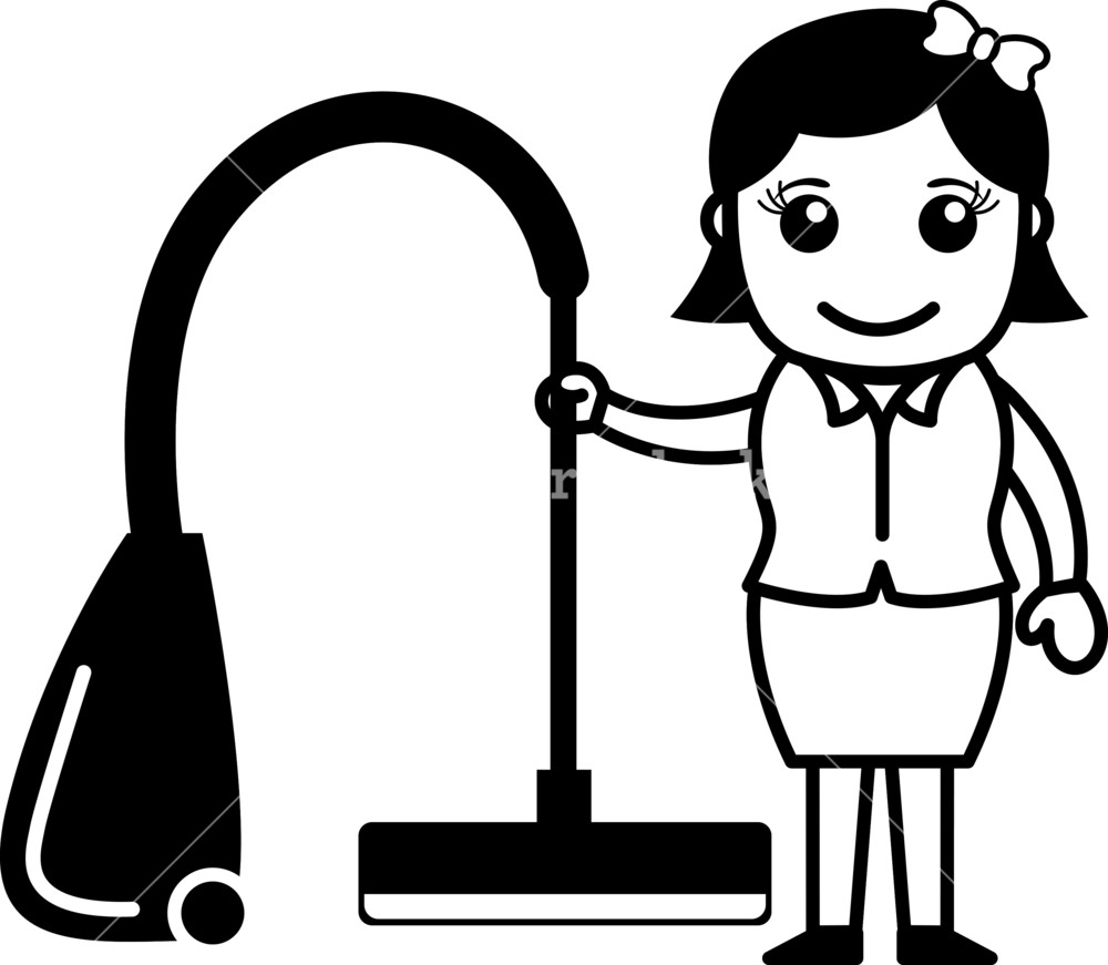 1000x871 Woman With Vacuum Cleaner