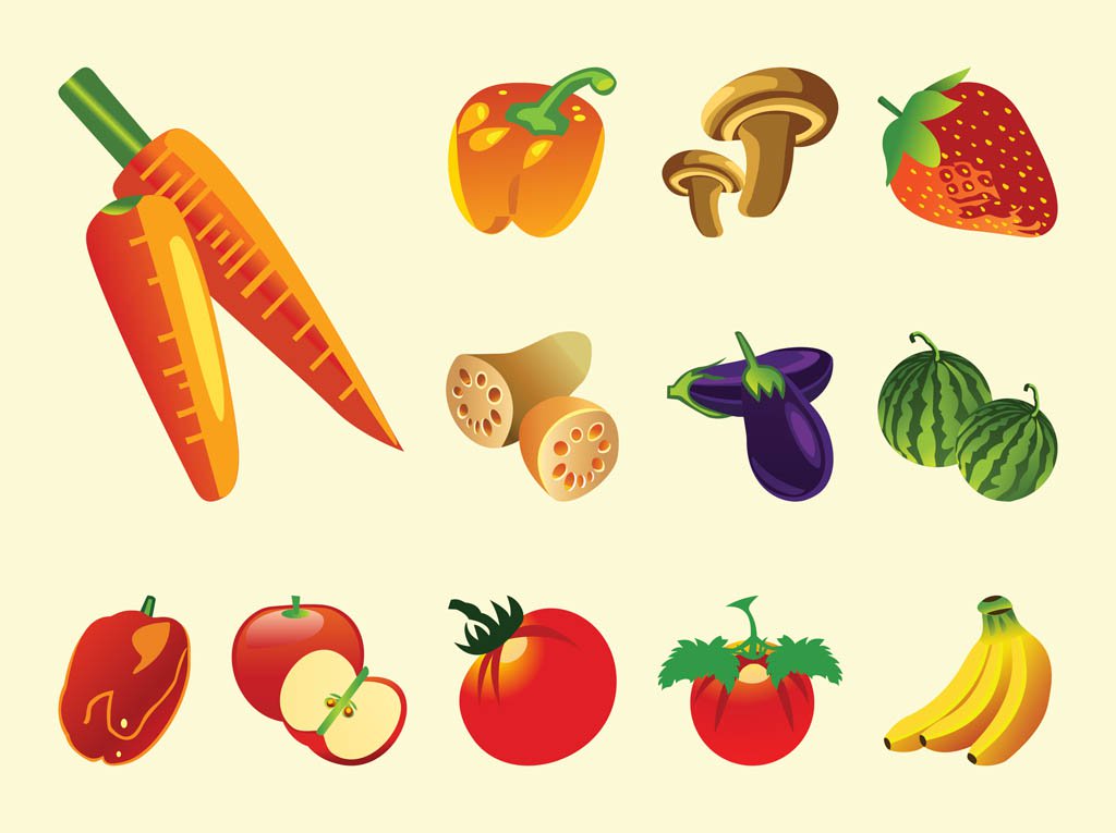 1024x765 Fruits And Vegetables Vector Vector Art Amp Graphics