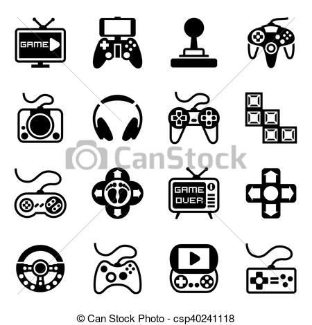 450x470 Vector Video Game Icon Set On White Background.