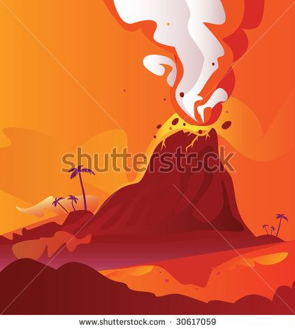 422x470 Stock Vector Volcano With Burning Lava. Vector Illustration Of