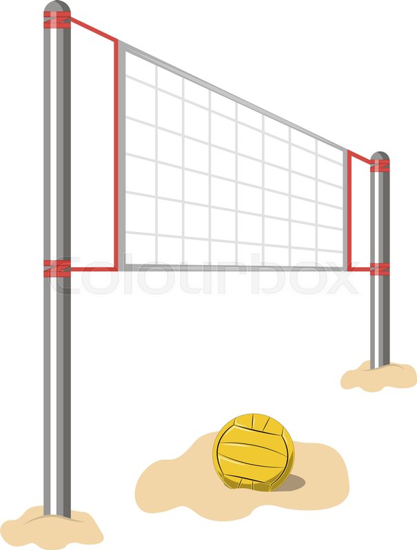 605x799 Volleyball Net And Ball On A White Background Stock Vector