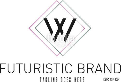 500x341 Modern Elegant Silver Rose Gold Geometric Letter W Logo Stock