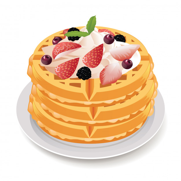 626x626 Waffle With Berries And Ice Cream Topping Vector Premium Download