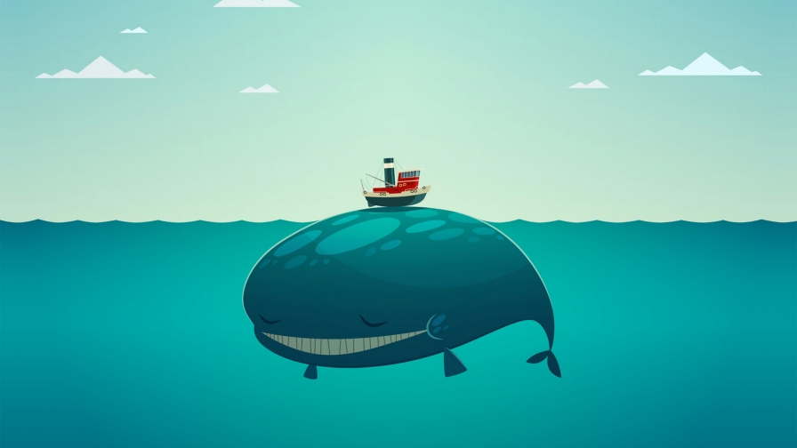 896x504 A Whale Under A Boat Vector Qhd Wallpaper