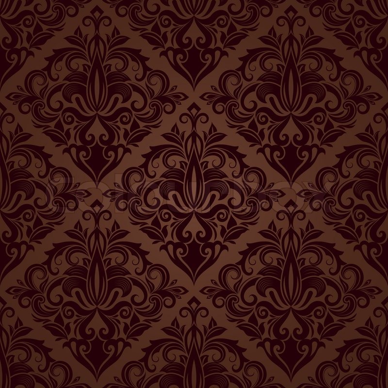 800x800 Seamless Brown Floral Vector Wallpaper Pattern. Stock Vector