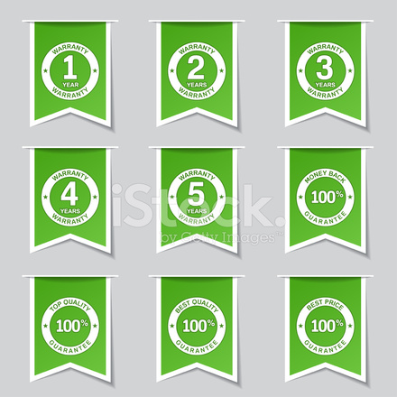 440x440 Warranty Guarantee Seal Label Vector Green Icon Design Set Stock