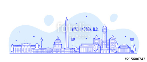 500x211 Washington, D. C. Skyline Usa City Building Vector Stock Image