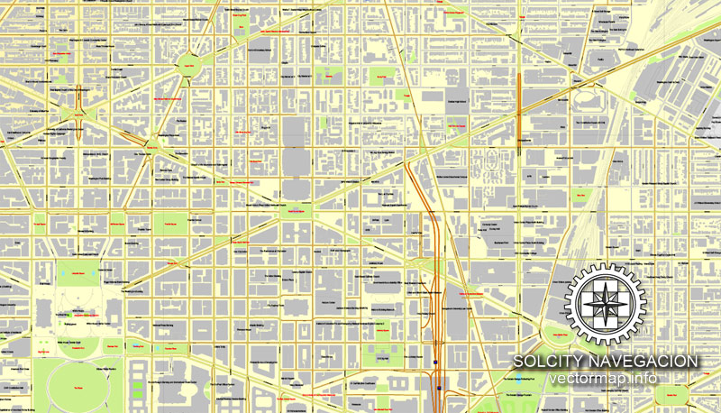 800x458 Washington Dc Map Us Printable Vector City Plan Full Editable